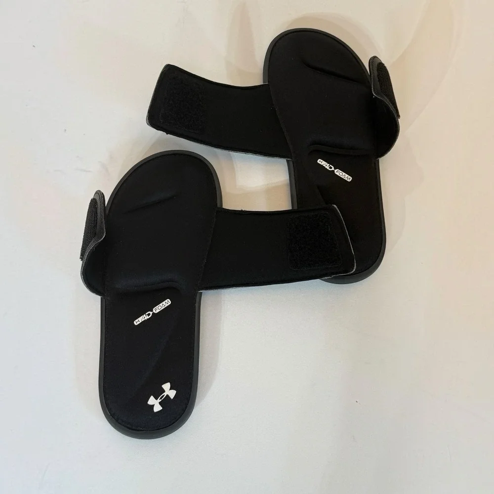 Under Armour Youth Size 3Y Black 4D Foam Slip On Slide Sandals